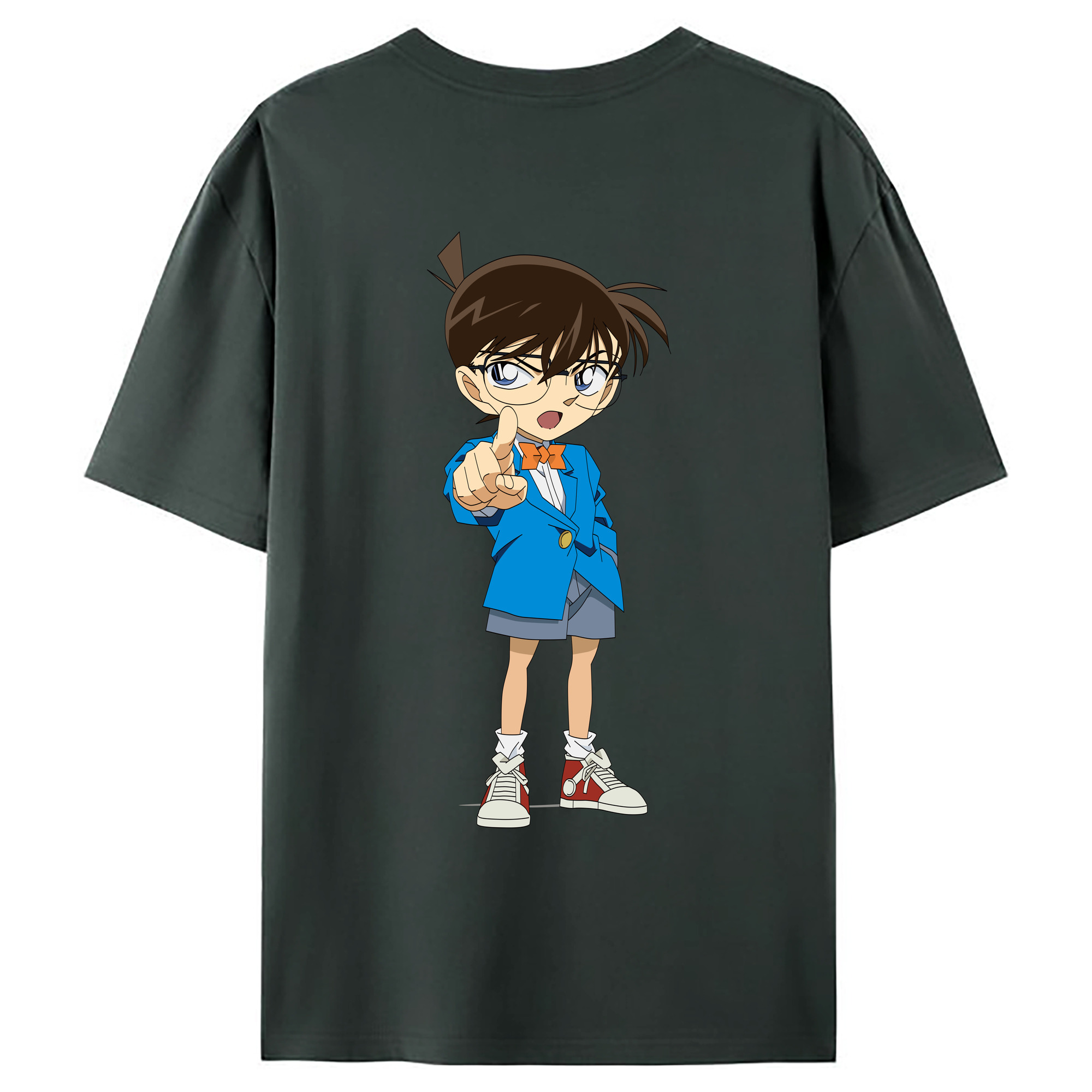 （画像用） 名探偵コナン 江戸川 コナン Detective Conan Conan Edogawa 綿100％ メンズ半袖Tシャツ（バックプリント） 通気性